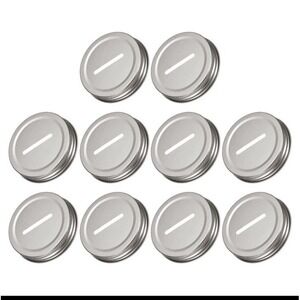 70mm/2.76" Coin Slot Bank Lid Inserts for Mason Jar Canning Cap, Silver 10Pcs